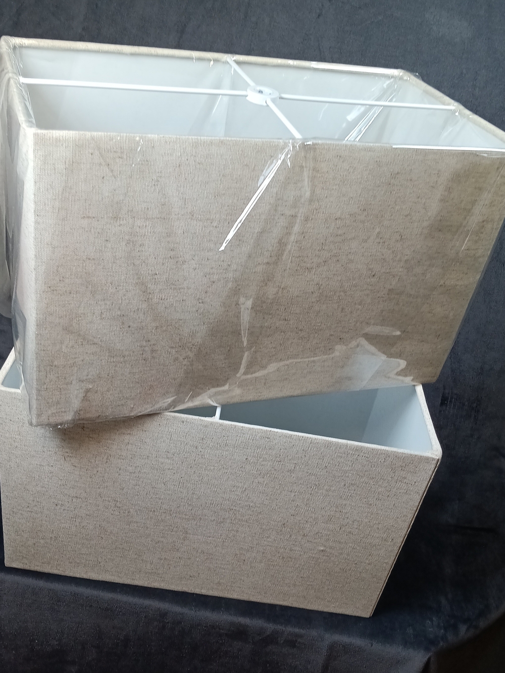 2 New Lamp Shades.Beige Fabric Rectangular.